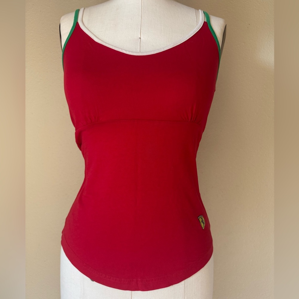 Ferrari Women's Red Tank Top with White And GreenStraps